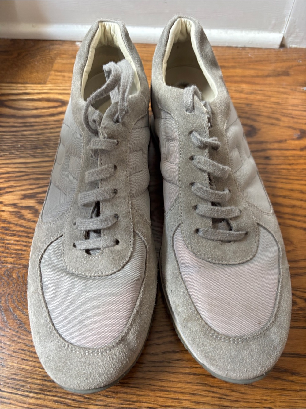 Hogan Men's Beige Gray Suede & Mesh Sneakers
